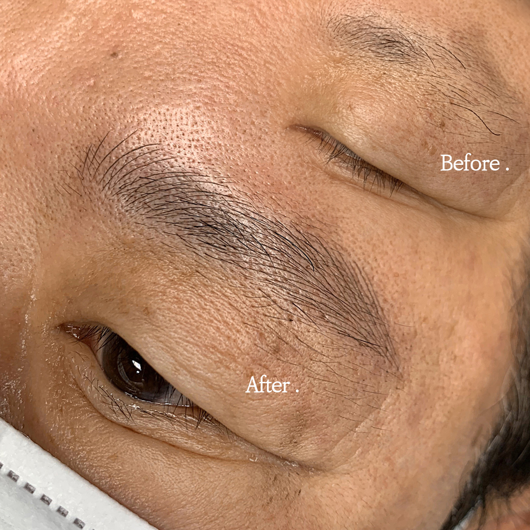 Natural hair-stroke microblading result for a man over 40 at MALJANE SEOUL in Seoul