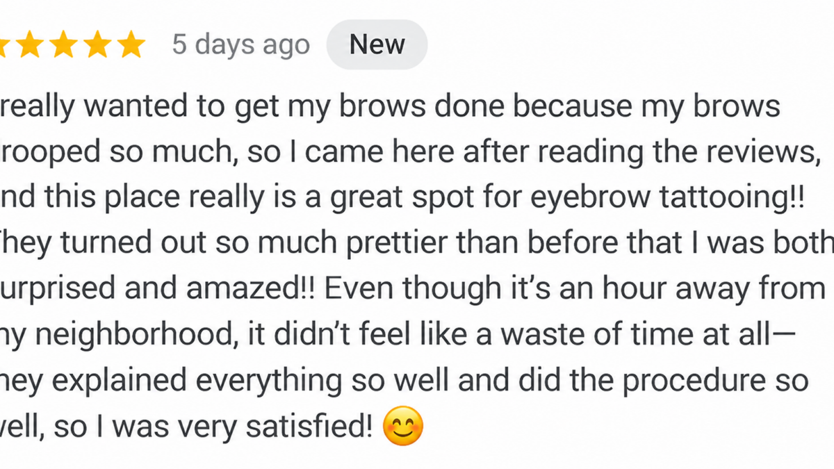Client review after Men’s Combo Brows eyebrow tattoo at MALJANE SEOUL